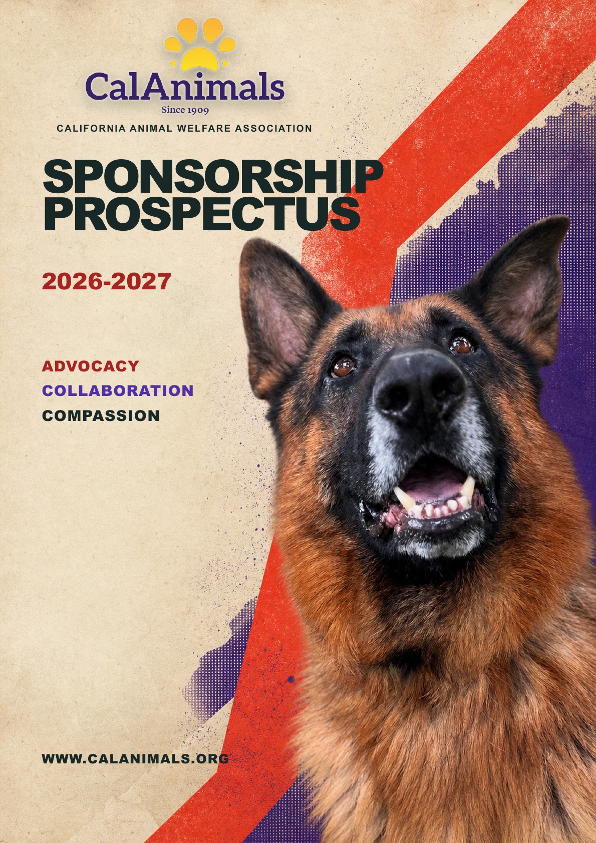 Redesigned CalAnimals sponsorship prospectus, page 1