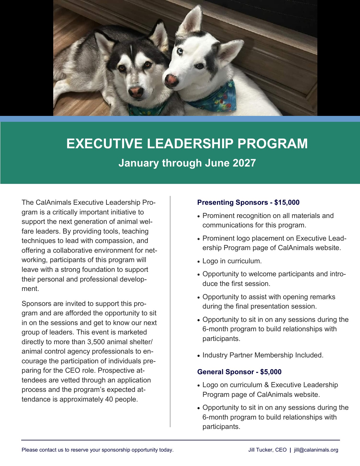 Original CalAnimals sponsorship prospectus, page 4