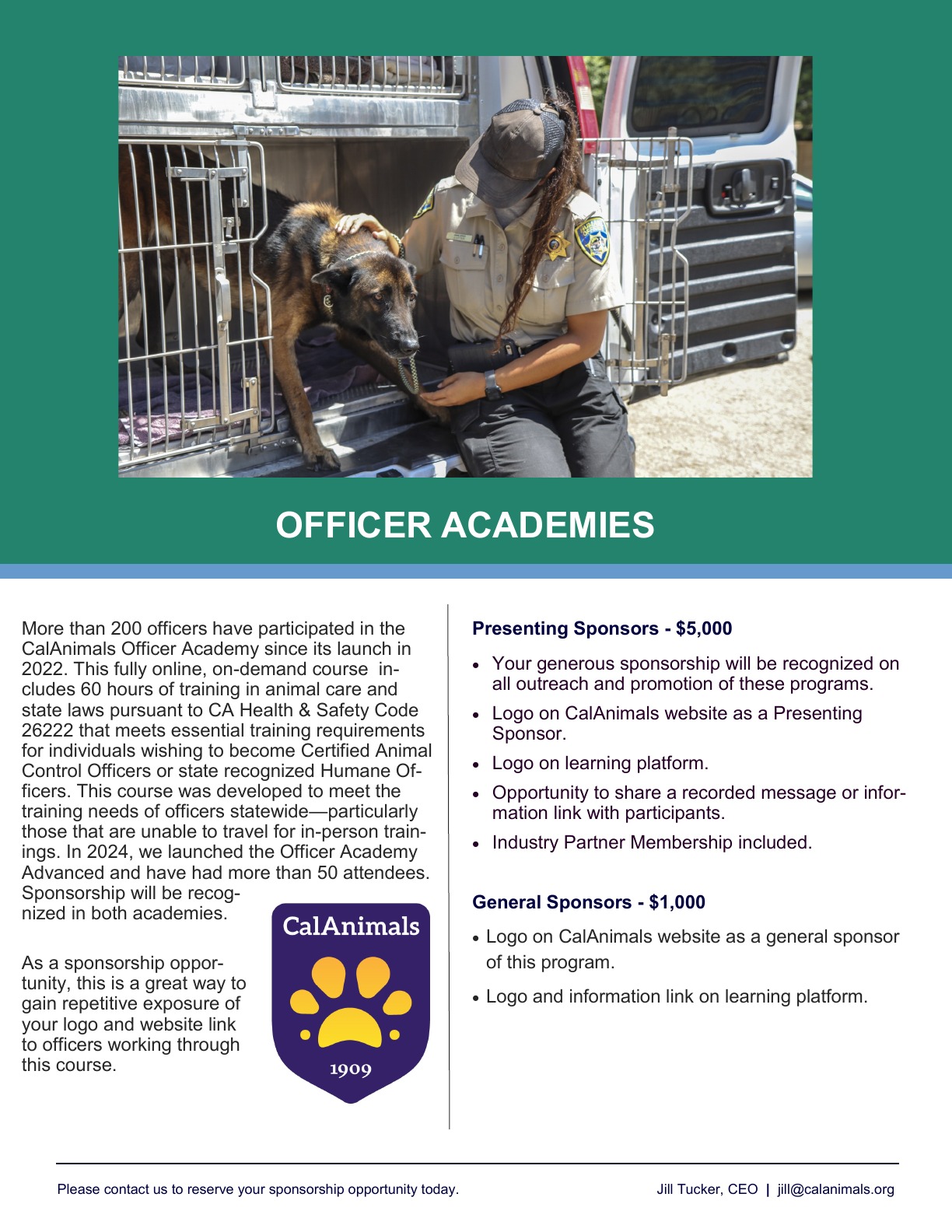 Original CalAnimals sponsorship prospectus, page 5